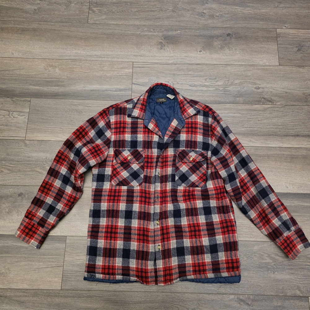 Hudson's The Mens Store Vtg 85% Recycled Wool Quilted Shirt Jacket Shacket